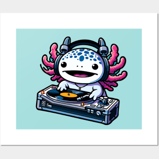 Tiny DJ Axolotl - Adorable Salamander Amphibian Posters and Art